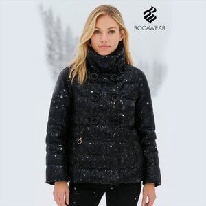 NWOT Rocawear Black Sequin Women’s Puffer Jacket, XL